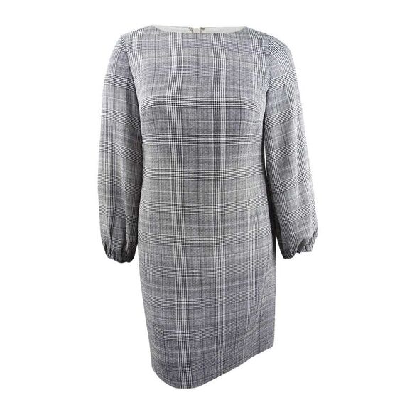 Lauren by Ralph Lauren Women's Petite Glen Plaid Shift Dress - Cream Multi - Picture 1 of 2